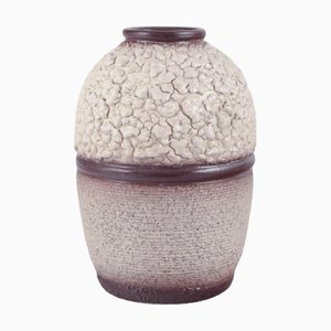 French Ceramic Vase with Lava Glaze in Light and Brown Colours, 1960s