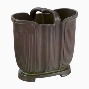 Art Deco Vase on Foot with Handle in Disko Metal by Just Andersen, Denmark, 1930s