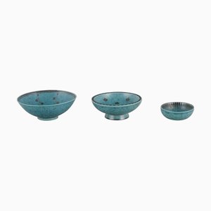 Small Ceramic Bowls Argenta Series by Wilhelm Kåge for Gustavsberg, Set of 3