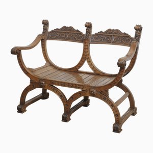 Carved Oak Bench, 1890s