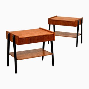 Bedside Tables in Teak by Ab Carlström & Co., 1950s, Set of 2