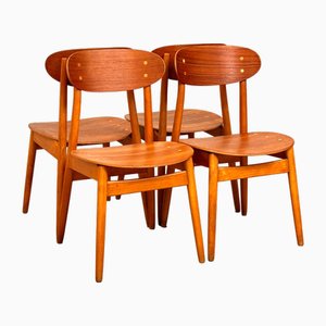 Dining Chairs in Teak and Beech by Sven-Erik Fryklund, 1950s, Set of 4
