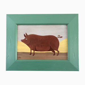 Matt Rix, Prize Tamworth Pig, Oil on Panel, Framed