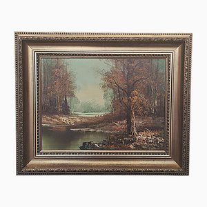 Peters, Forest Landscape, 1970s, Oil on Canvas