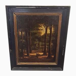 Woman on a Forest Path, Late 1800s, Oil on Canvas