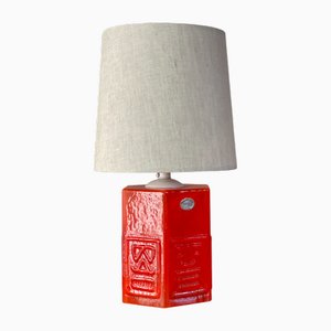 Eklektische Bold Glas Tischlampe in Orange von FA. W Johansson für Orrefors, 1960er