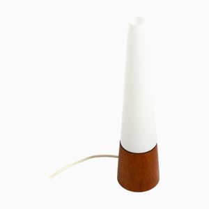 Lampada da tavolo in teak con paralume in vetro di Hans Agne Jakobsson per AB Ellysett Markaryd, Svezia, anni '60