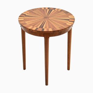 Vintage French Inlaid Starburst Side Table, 1950s