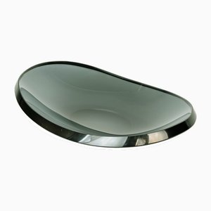 Grinded Smoked Glass Bowl attributed to Fontana Arte, 1960s