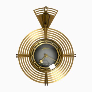 Horloge Murale Moderne Mid-Century en Laiton de Atlanta, 1950s