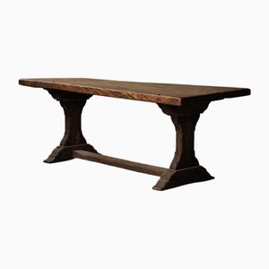 Mesa de comedor de granja rústica de arte popular, década de 1890