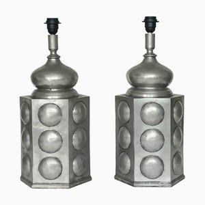 Tischlampen aus Zinn von Paco Muñoz für Pedraza Segovia, 1960er, 2er Set
