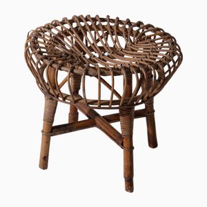 Italienischer Vintage Hocker aus Rattan, 1960