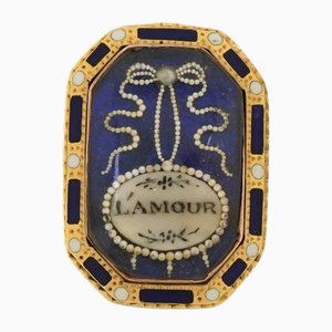 Georgianisches Panel mit blauer Emaille und Saatperlen, 1780