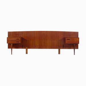 Tête de Lit Double Mid-Century Scandinave avec Tables de Chevet en Teck, 1960s