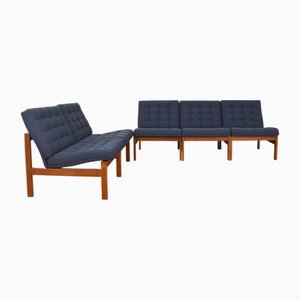 Mid-Century Modern Moduline Modular Sofas in Teak by Ole Gjerløv-Knudsen & Torben Lind for France & Søn, 1960s, Set of 5