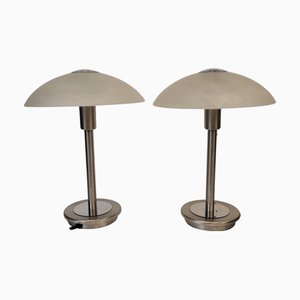 Touch Table Lamps in Glass and Steel, France, 2000s, Set of 2