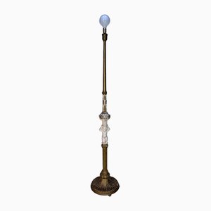 Large Antique Baroque Floor Lamp with Plaster Decor & Cherup / Putti Figure, Germany, 1920s