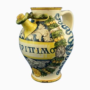 Antique Italian Pharmacy Vase in Majolica Ceramic, 1750s