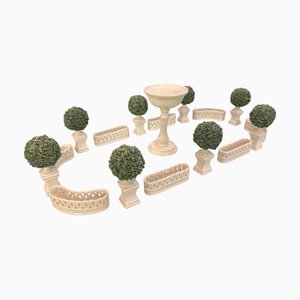 Italian Bassano Ceramic Centerpiece, 1950s, Set of 17