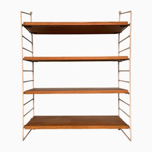 Vintage Scandinavian Wall Bookcase with Oak Shelves, 1960s