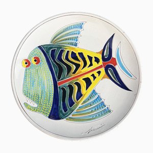Round Ceramic Centerpiece Plate, 1990s