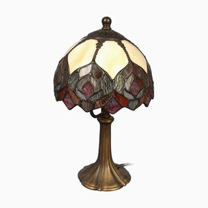 Liberty Leaded Glass and Brass Table Lamp, 1960s