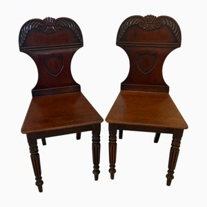 Chaises d'Entrée Regency Antiques en Acajou Sculpté, 1860, Set de 2