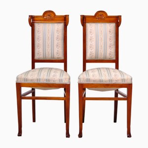 Chaises Art Nouveau en Tissu Floral, 1900s, Set de 2