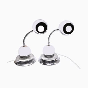 American Chromium Eyeball Desk Lamps, 1960s, Set of 2