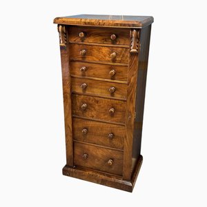 Cassettiera antica Wellington in noce con scrivanie