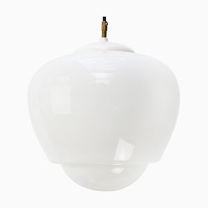 White Opaline Glass Bakelite Top Pendant Lights
