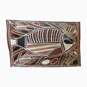 David Malangi, Aboriginal Artwork, 1980, Painting on Eucalyptus Bark