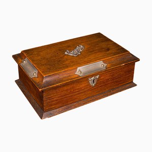 Antique English Oak Cigar Case, 1910