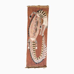 Bilinyara Nabegeyo, Aboriginal Artwork, 1980s, Natural Earth Pigments on Eucalyptus Bark