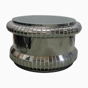 Beleuchteter Space Age Couchtisch aus Metall & Glas, Italien, 1970er