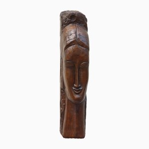 D'Après Amedeo Modigliani, Tête De Femme, Sculpture En Bronze