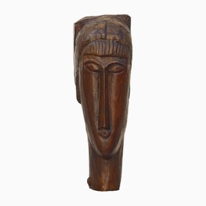 Nach Amedeo Modigliani, Tête de Jeune Fille à la Frange, Bronzeskulptur