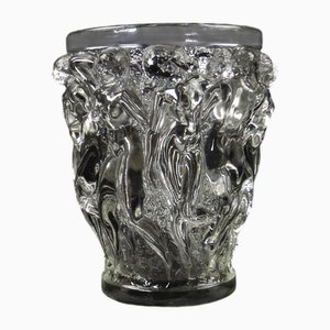 Mid-Century Clear Crystal Bacchantes Vase attributed to René Lalique for Lalique, 1950s