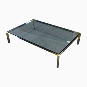Couchtisch aus Glas & Chrom Metall von Philippe Parent, Frankreich, 1970er