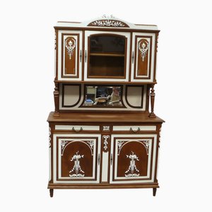Antikes Buffet aus Eiche & Weißen Applikationen von 1900er, 1890er