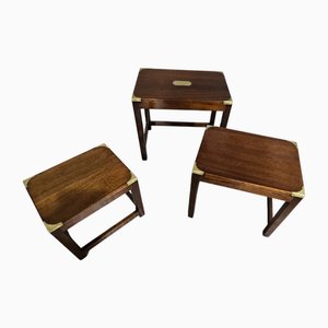 Campaign Satztische aus Mahagoni, 1920er, 3er Set