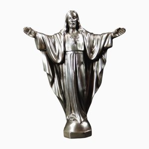 Art Deco Statuette des Heiligsten Herzens Jesu in Spelter, 1920er-1940er