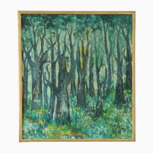 Stig Allan, Forest Scene, 1960s, Oil on Panel, Framed