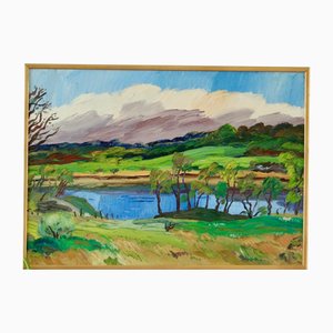 Göran Brunius, Archipelago Landscape, 1960s, Large Oil on Canvas, Framed