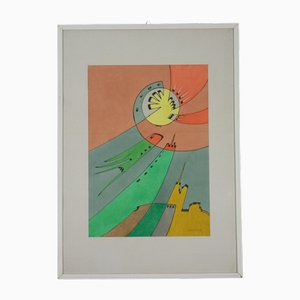 Vittorio Bravi, Composition, 1970s, Artwork on Paper, Framed