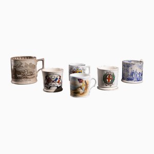English Political Caricature Cups, Set of 6