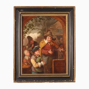 The Wandering Musicians, Mitte 1800, Öl auf Holz, gerahmt