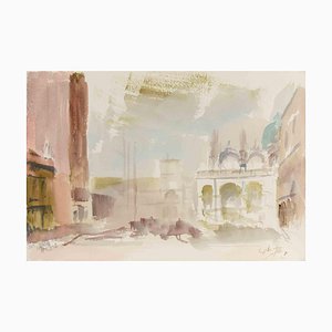 Carlo Ravagnan, Ansicht von Venedig, Aquarell, 1970er
