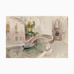 Carlo Ravagnan, View of Venice, Watercolor, 1970s